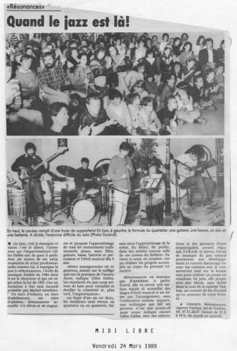 Ecole de musique Jazz de Sète Résonances 1984-1990